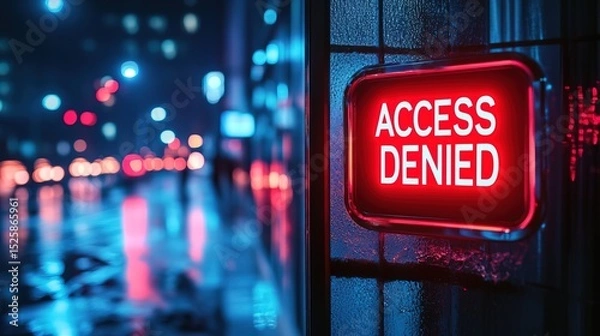 Fototapeta A glowing "ACCESS DENIED" warning appearing after an investor mistypes a crucial password 