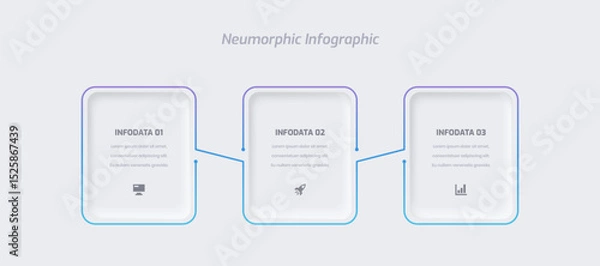 Fototapeta Business Neumorphic Infographic Presentation with Gradient Color Rectangle Label 3 Option and Icon