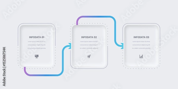 Fototapeta Business Neumorphic Infographic Presentation with Gradient Color Rectangle Label 3 Option and Icon