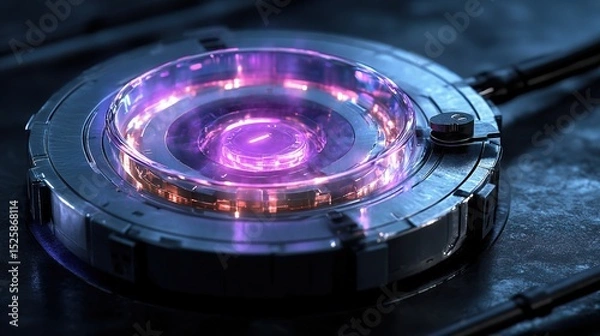 Fototapeta A futuristic holographic lock with a miniature encrypted key