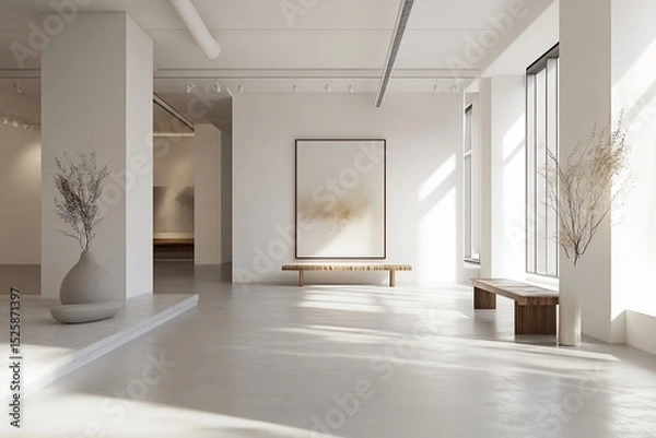 Fototapeta Elegant Interior Design of Art Gallery Showcasing Minimalist Aesthetics and Modern Architectural Details