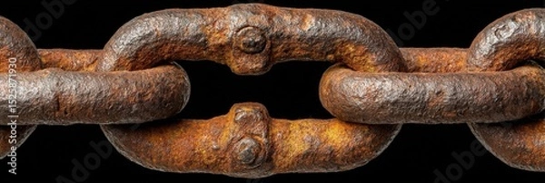 Fototapeta Rusty Chain Links Close-up.