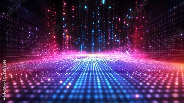 Fototapeta A digital grid with holographic stock market trend lines going up
