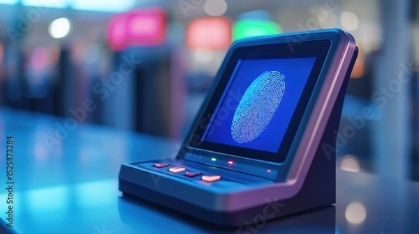 Fototapeta A digital fingerprint scanner rejecting an important access request due to a typo