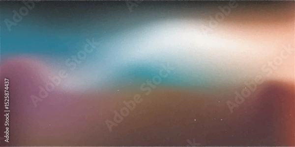 Fototapeta Dark grainy color gradient wave background, purple red yellow blue green colors banner poster cover abstract design, black copy space.