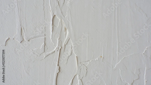 Fototapeta Textured white wall with detailed layered paint and scrapes