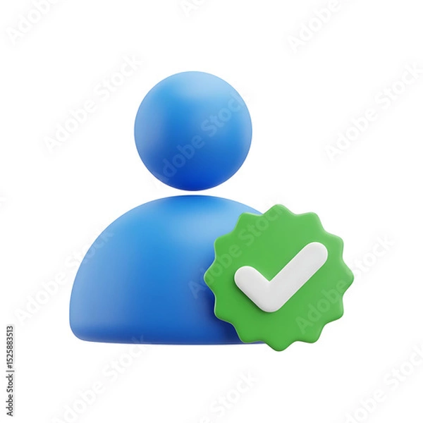 Fototapeta 3d verified person icon isolated on transparent background. Png