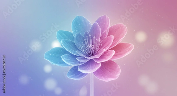 Obraz Beautiful digitally rendered flower with a gradient of blue, purple, and pink hues in bloom