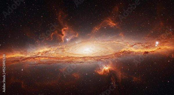 Obraz Spectacular view of a distant galaxy with swirling gas and bright stars in space