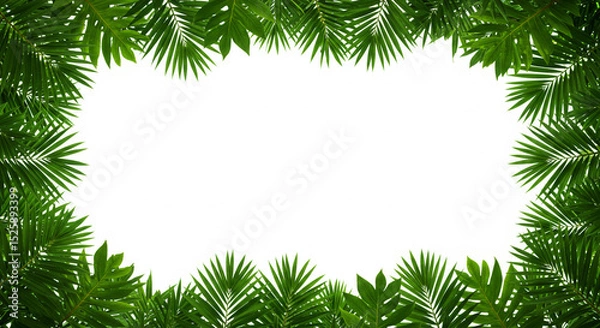 Obraz Green leaf frame with a blank white center for text or background