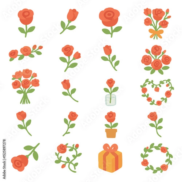 Fototapeta 장미 꽃 일러스트 세트 그림