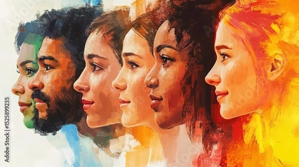 Obraz A corporate diversity training session featuring individuals from different ethnic groups 