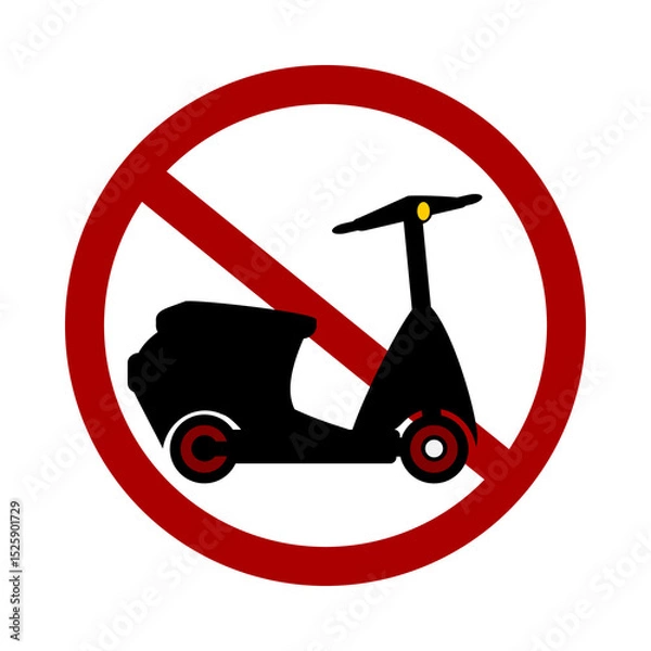 Obraz Sign prohibiting scooters on white background. Vector illustration.
