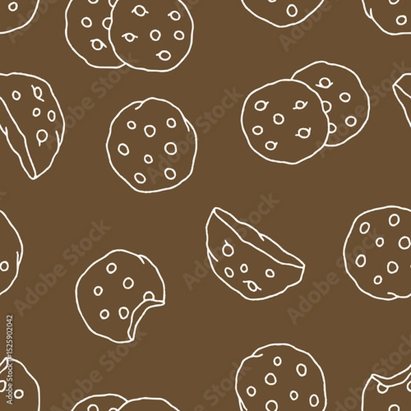 Obraz Outline Vector Cookies Pattern Repeat Seamless for Wallpaper Background Cover Packaging