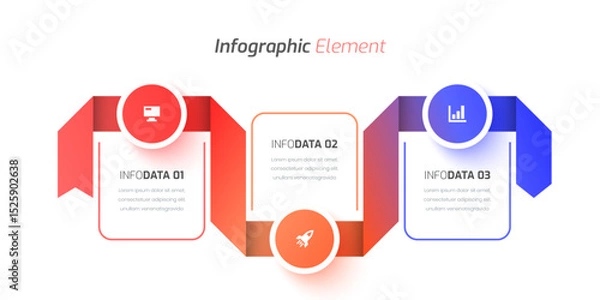 Fototapeta Timeline Infographic Template with Ribbon Arrow 3 Option, Can be Used for Presentation