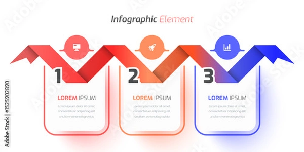 Fototapeta Business Infographic with Abstract Design, Icon and 3 Number. Suitable for Process Diagram, Presentations, Workflow Layout, Banner, Flow Chart, Infographic