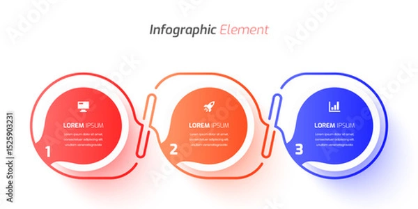 Fototapeta Business Infographic Template Design with Circle Label, Icon and 3 Number. Suitable for Process Diagram, Presentations, Workflow Layout, Banner, Flow Chart, Infographic.