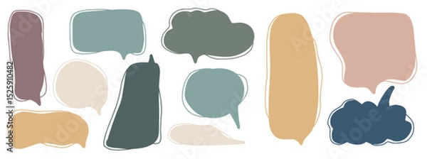 Obraz Creative balloon speech bubbles with crayon illustrations for artistic projects