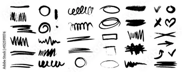 Obraz Hand-drawn pencil underline vectors