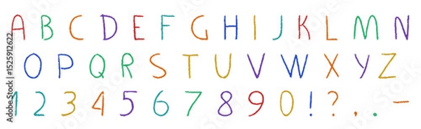 Obraz Whimsical Crayon Alphabet and Numbers Design