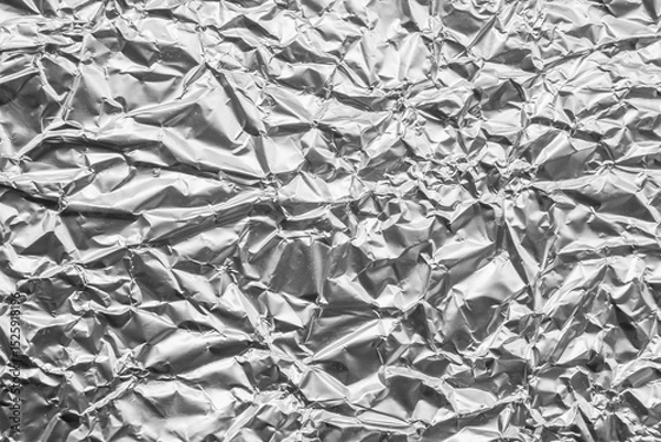 Obraz Shiny metal silver gray foil leaf crumpled texture background