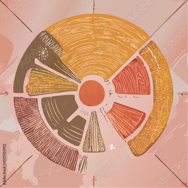 Obraz A minimal vector of a radar chart with radiating axes and colorful data webs on a clean background.