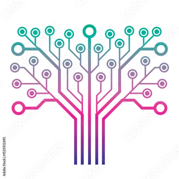 Fototapeta Abstract Digital Circuit Board Technology Tree