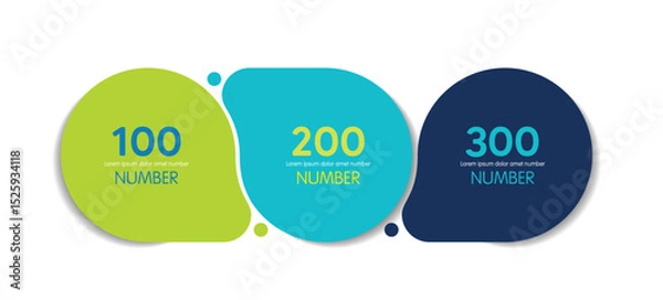Fototapeta 3 elements scheme, diagram. Three connected circles. Infographic template.
