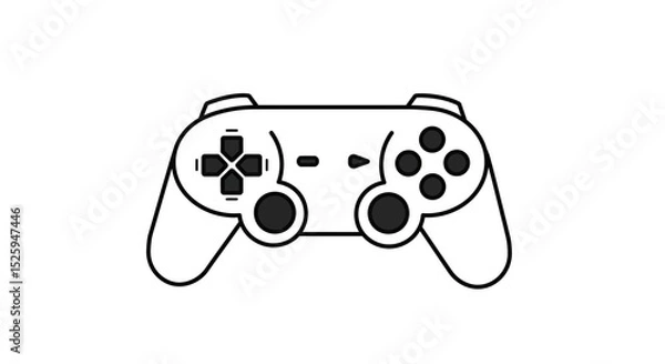 Obraz a black game controller icon. Trendy flat style, minimal and modern design, isolated on white background. Suitable for website design, logo, app UI, or mobile game interface. Includes joystick