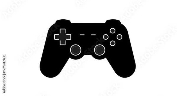 Fototapeta a black game controller icon. Trendy flat style, minimal and modern design, isolated on white background. Suitable for website design, logo, app UI, or mobile game interface. Includes joystick