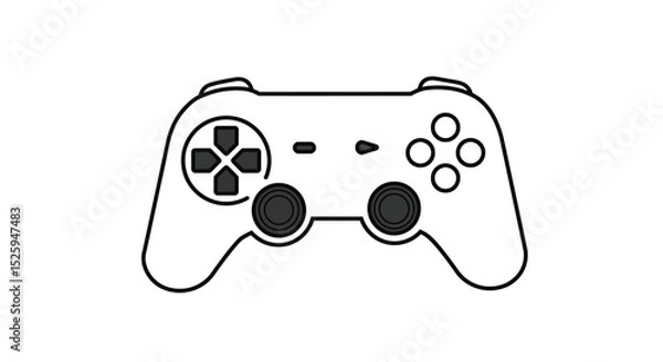 Fototapeta a black game controller icon. Trendy flat style, minimal and modern design, isolated on white background. Suitable for website design, logo, app UI, or mobile game interface. Includes joystick