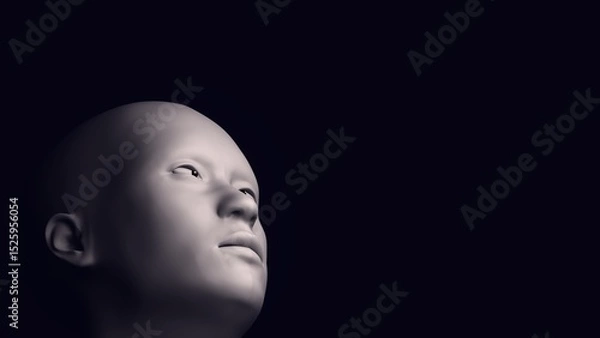 Obraz Minimalist Abstract Portrait with Ear Detail – Dark Surreal Digital Art Expression