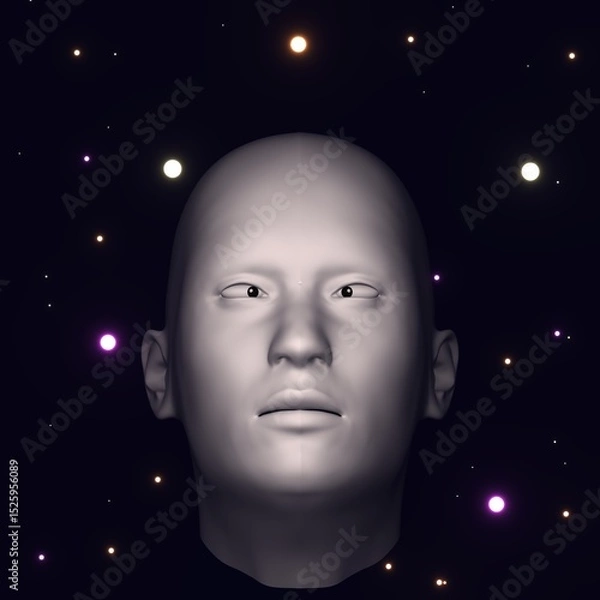 Fototapeta Futuristic Abstract Portrait with Geometric Patterns and Digital Symmetry - Conceptual Modern Art for Creative Visual Design