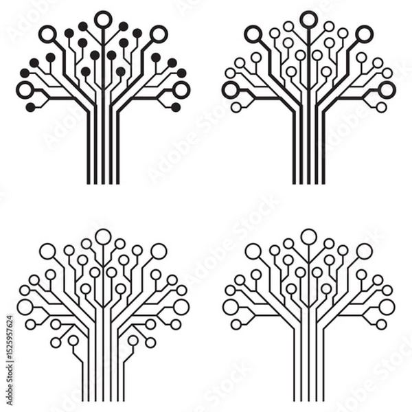 Fototapeta Abstract Digital Circuit Tree Set