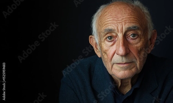 Obraz Portrait of senior man, highlighting the wisdom and experience of aging with a confident and reflective look, Generative AI