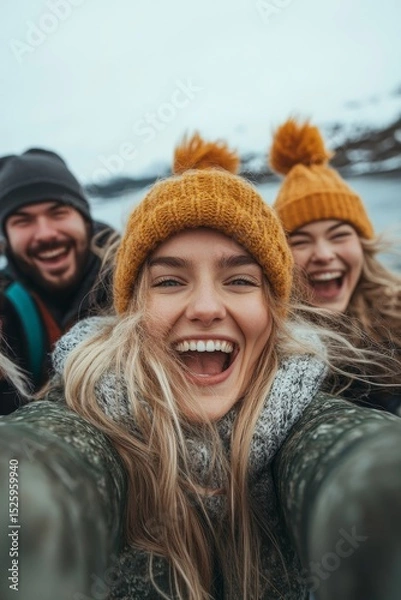 Obraz Making crazy memories together, friends laughing and having fun during an exciting adventure, capturing moments of joy and spontaneity, Generative AI