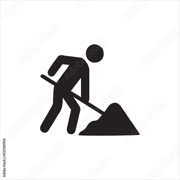 Obraz Warning triangle road sign illustrating a person walking, symbolizing caution for pedestrians under construction