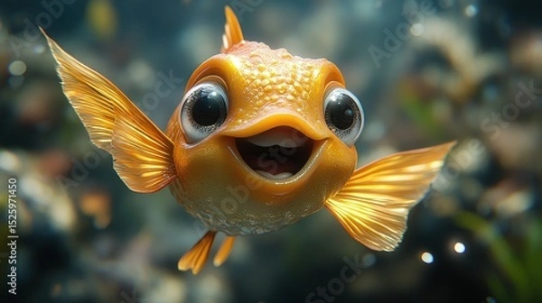 Fototapeta Happy goldfish swimming