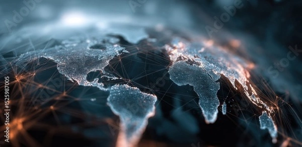 Fototapeta Global network world connection map