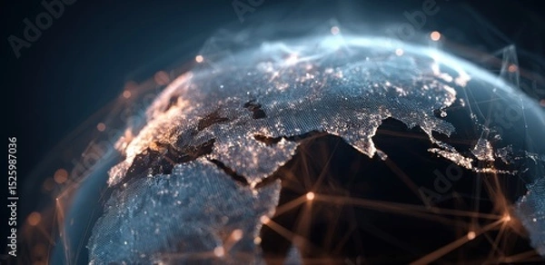 Fototapeta Digital earth globe with network connections overlay