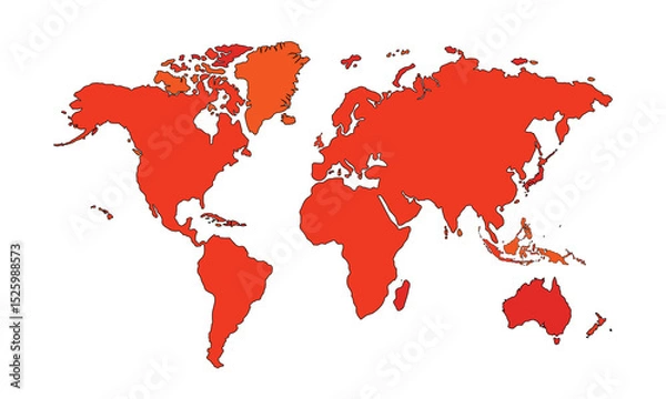 Fototapeta World map isolated on white background. for website layouts, background, education, precise, customizable, Travel worldwide, map silhouette backdrop, earth geography, political, reports.