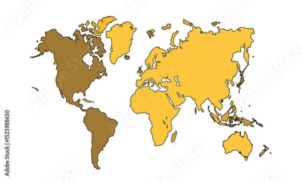 Fototapeta World map isolated on white background. for website layouts, background, education, precise, customizable, Travel worldwide, map silhouette backdrop, earth geography, political, reports.