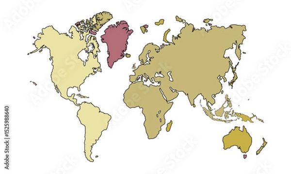 Fototapeta World map isolated on white background. for website layouts, background, education, precise, customizable, Travel worldwide, map silhouette backdrop, earth geography, political, reports.