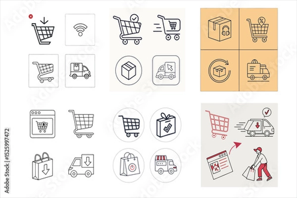 Obraz set of shopping icons
