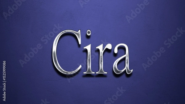 Fototapeta 3D Chrome name design of Spanish name Cira on blue Background.