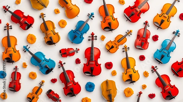 Fototapeta Stylized fine shooting effect with violins in geometric pattern