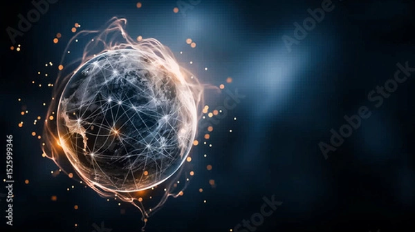 Fototapeta Digital globe with network connections