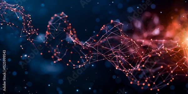Fototapeta Futuristic techno network art on dark background