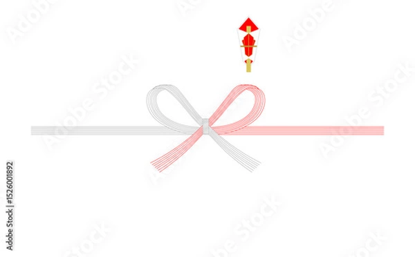 Obraz 蝶結びの水引の熨斗紙：イラスト素材