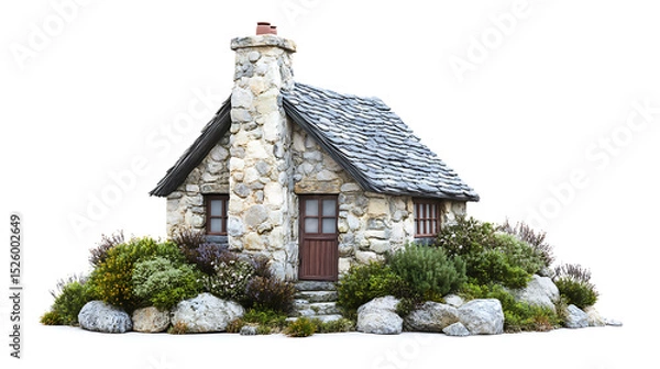 Obraz christmas tree with house and snow